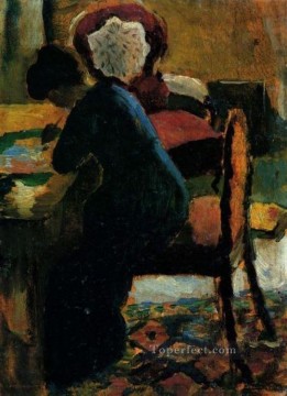 Expresionismo Painting - Elisabeth en el escritorio expresionista